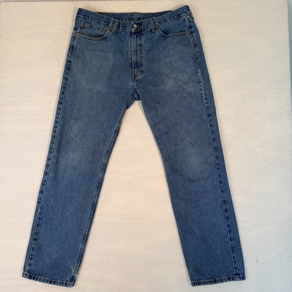 Levi's 505 Regular Fit Straight Leg Jeans Mens 38x32 Blue Denim Mid Rise Classic
